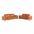 Homeroots 73 x 39 x 32 in. Modern Camel Leather Sofa & Loveseat 343882